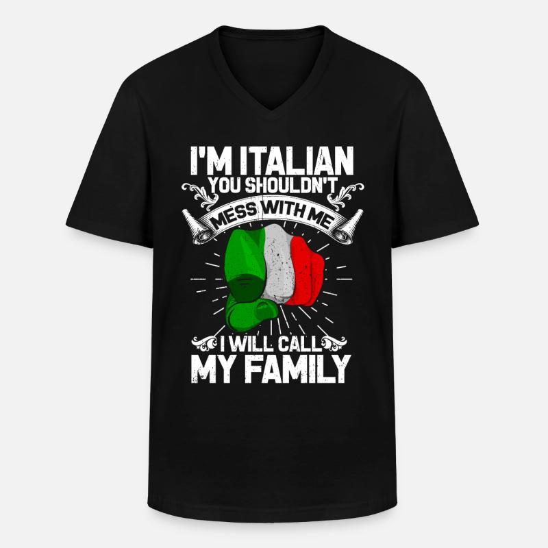 Italien - Männer-T-Shirt mit V-Ausschnitt - Schwarz