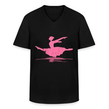 Ballerine Danseuse de ballet danseur - T-shirt col V Homme - noir - Devant - AI Model Male 178 dark (178cm)