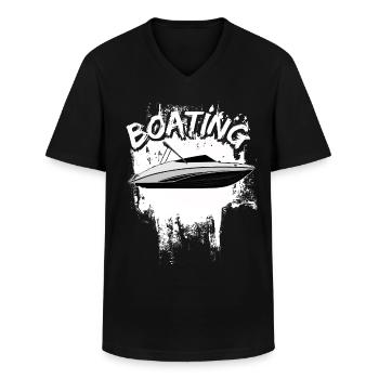 Boat Regatta . Motorboat motor yacht . Yacht Sailing - Men's V-Neck T-Shirt - black - Front - AI Model Male 178 dark (178cm)