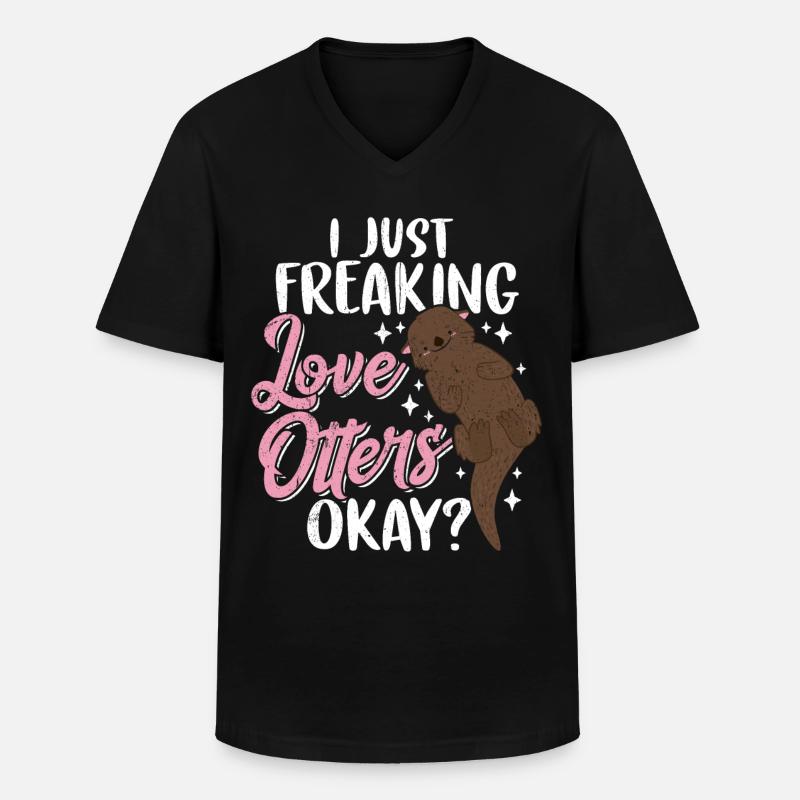 Otter - Männer-T-Shirt mit V-Ausschnitt - Schwarz
