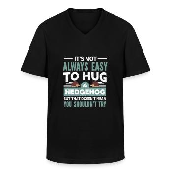 Hedgehog - Men's V-Neck T-Shirt - black - Front - AI Model Male 178 dark (178cm)