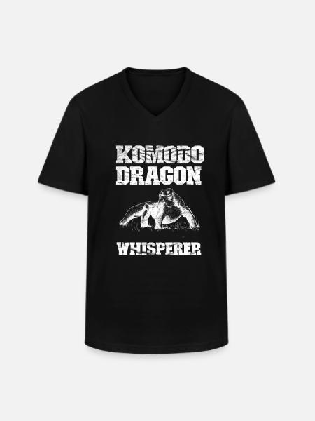 Komodo-Drachen - Männer-T-Shirt mit V-Ausschnitt - Schwarz