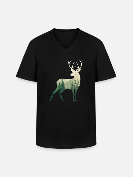 deer - Men's V-Neck T-Shirt - black