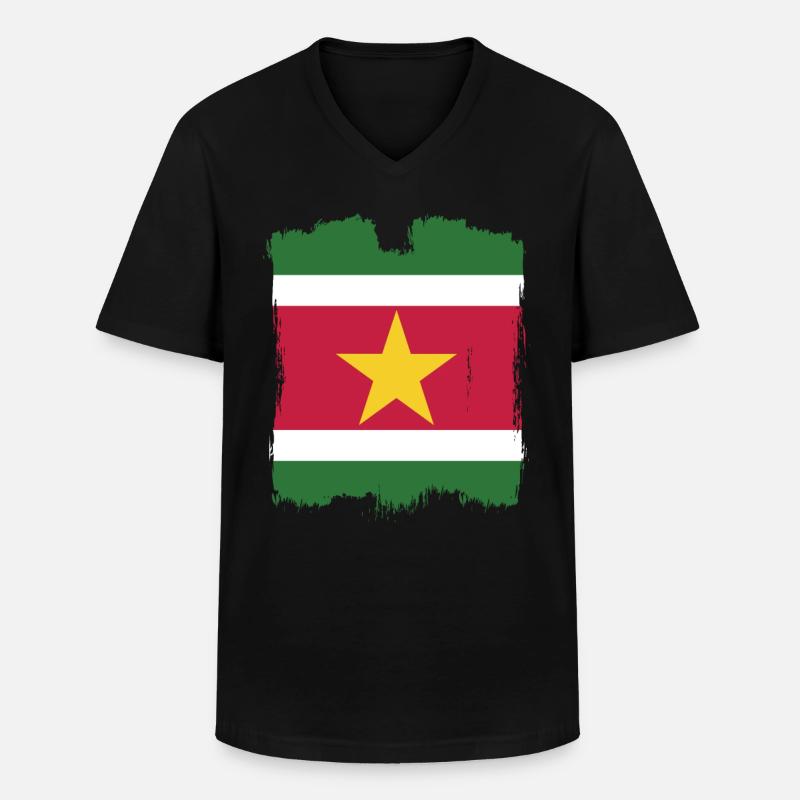 Suriname Flag - Männer-T-Shirt mit V-Ausschnitt - Schwarz