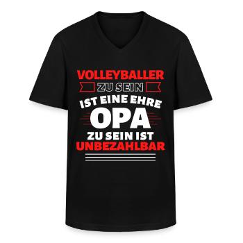 VOLLEYBALLER UND OPA ZU SIEN IST UNBEZAHLBAR! - Männer-T-Shirt mit V-Ausschnitt - Schwarz - Vorne - AI Model Male 178 dark (178cm)