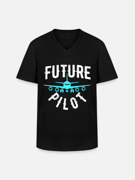 Flight School Airplane Future Pilot - Men's V-Neck T-Shirt - black