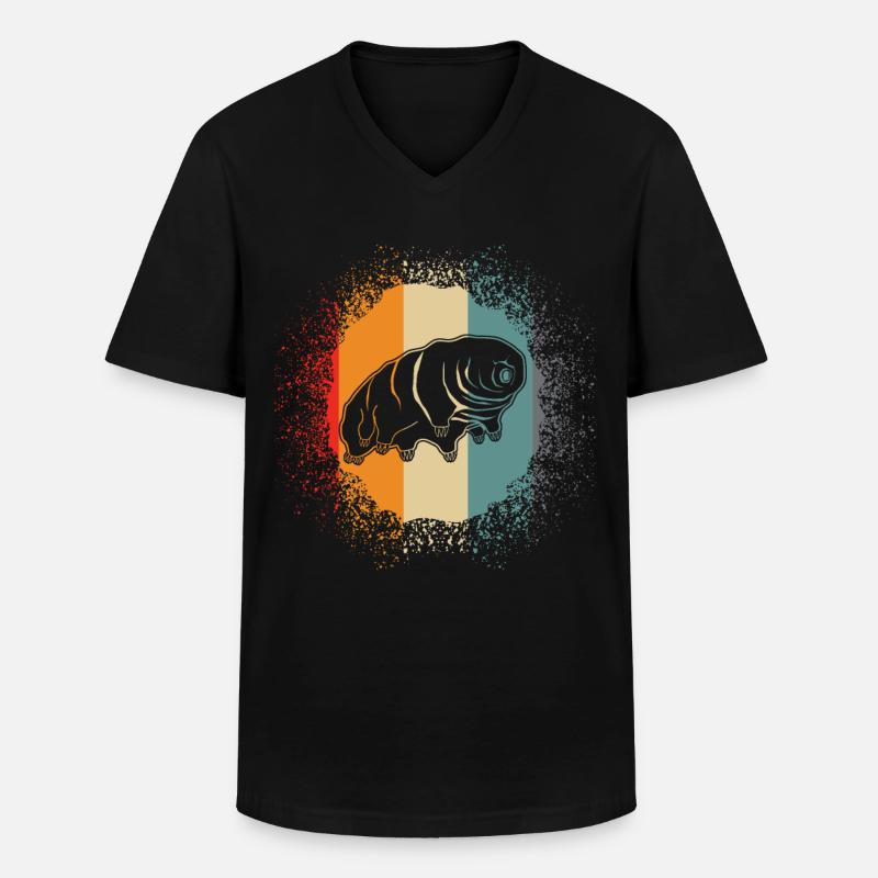 Tardigrade Retro - Männer-T-Shirt mit V-Ausschnitt - Schwarz