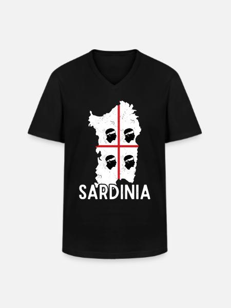 Pavillon Sardaigne Sardinia vacances - T-shirt col V Homme - noir