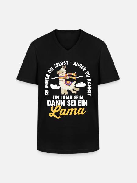 Lama - Männer-T-Shirt mit V-Ausschnitt - Schwarz