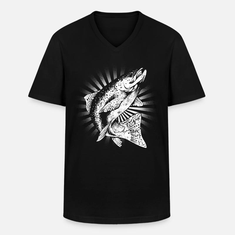 Forelle - Männer-T-Shirt mit V-Ausschnitt - Schwarz