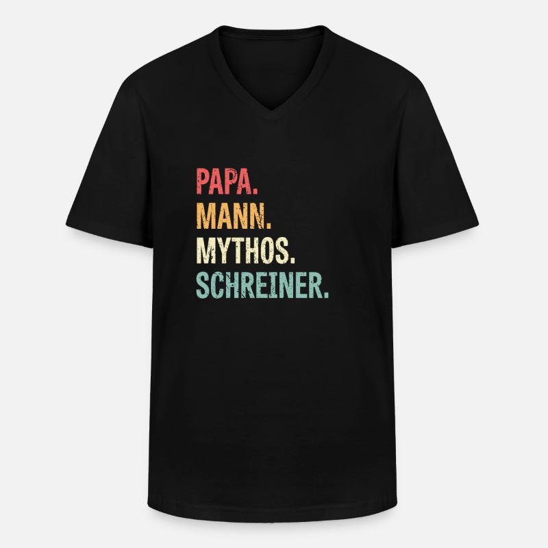 Papa Mann Mythos Schreiner Geschenk - Männer-T-Shirt mit V-Ausschnitt - Schwarz