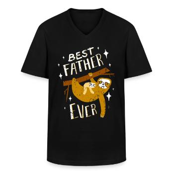 Best father ever lazy Father's Day Dad's Day dad - Men's V-Neck T-Shirt - black - Front - AI Model Male 178 dark (178cm)