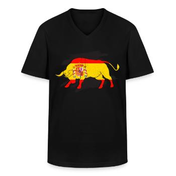 Espagne Tshirt Andalousie Spain Mallorca Cadeau - T-shirt col V Homme - noir - Devant - AI Model Male 178 dark (178cm)