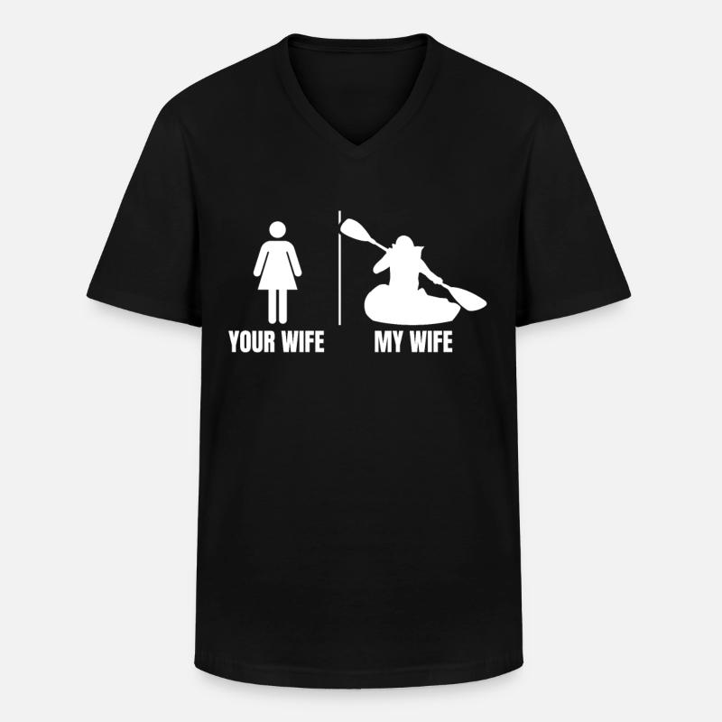 Kajak - Männer-T-Shirt mit V-Ausschnitt - Schwarz