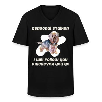 Personal Stalker Yorkie - Men's V-Neck T-Shirt - black - Front - AI Model Male 178 dark (178cm)