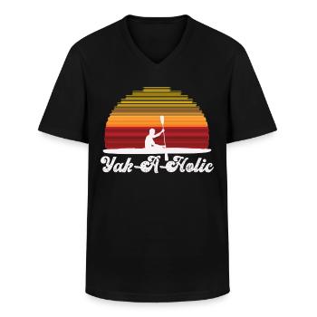 kayak - Men's V-Neck T-Shirt - black - Front - AI Model Male 178 dark (178cm)