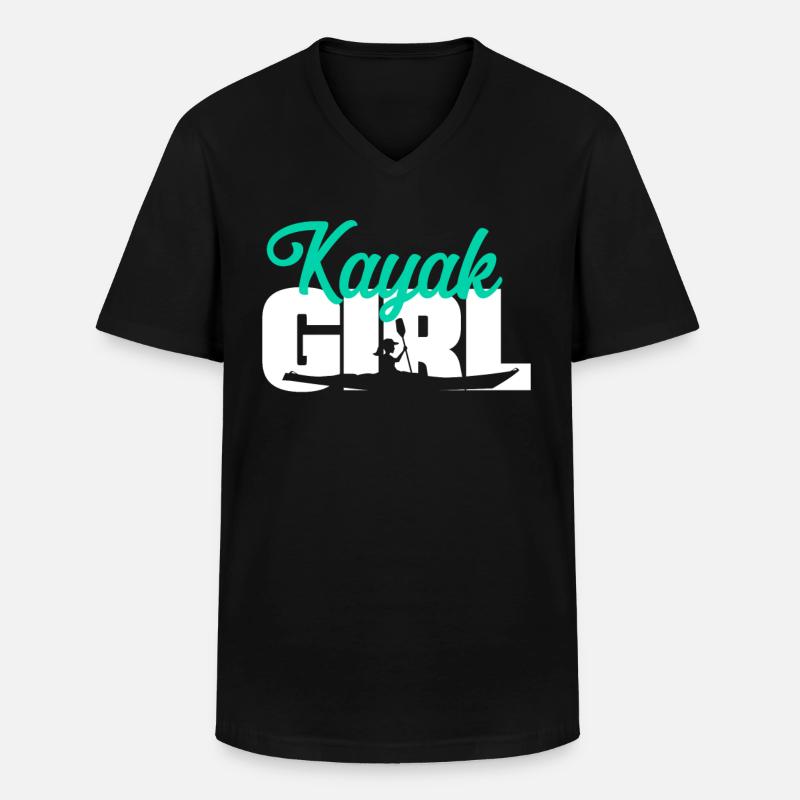 Kajak - Männer-T-Shirt mit V-Ausschnitt - Schwarz