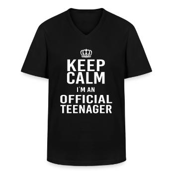 Keep Calm i am an official Teenager - T-shirt col V Homme - noir - Devant - AI Model Male 178 dark (178cm)