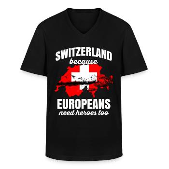 Schweiz Flagge Schweizerdeutsch Bern Zürich Alpen - Männer-T-Shirt mit V-Ausschnitt - Schwarz - Vorne - AI Model Male 178 dark (178cm)