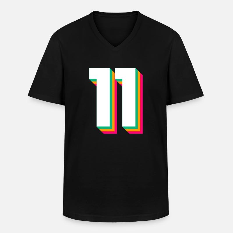 11 - Männer-T-Shirt mit V-Ausschnitt - Schwarz