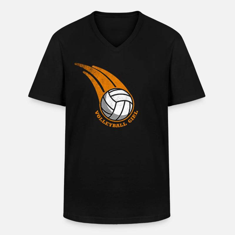 Volleyball Mädchen - Männer-T-Shirt mit V-Ausschnitt - Schwarz