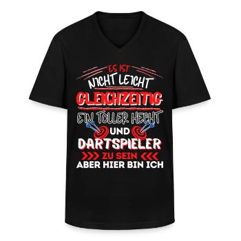 Dart Darts Dartspieler Geschenkidee Darter Spruch - Männer-T-Shirt mit V-Ausschnitt - Schwarz - Vorne - AI Model Male 178 dark (178cm)
