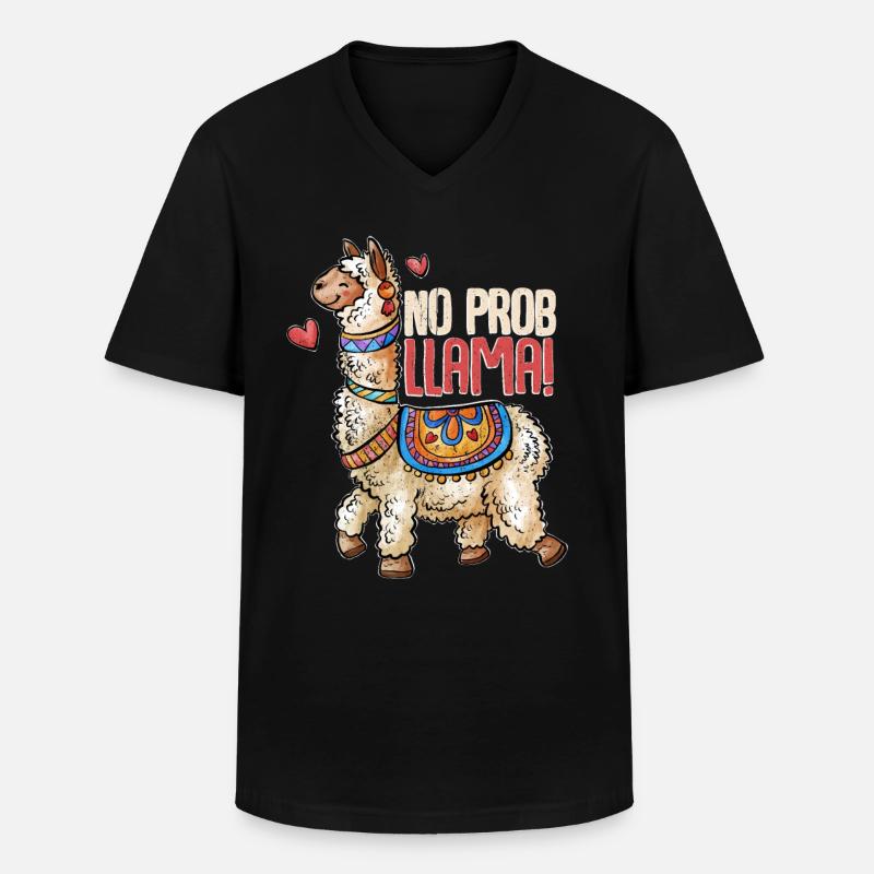 Lama - Männer-T-Shirt mit V-Ausschnitt - Schwarz
