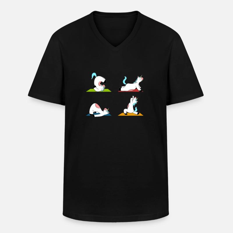 Yoga Einhörner Yogamatte - Männer-T-Shirt mit V-Ausschnitt - Schwarz