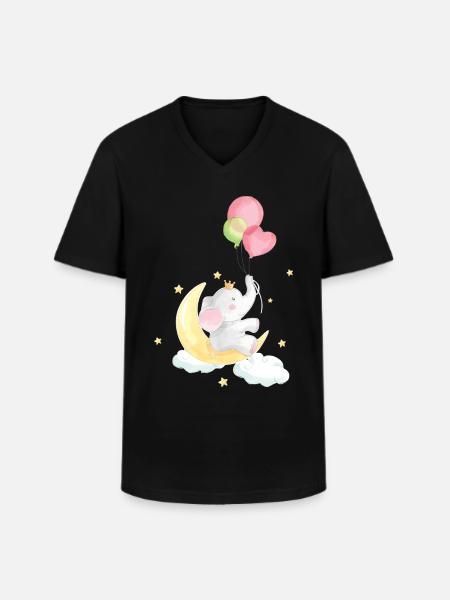 Cute Elephant Baby - Men's V-Neck T-Shirt - black