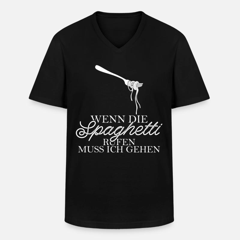 Spaghetti Nudeln Spruch - Männer-T-Shirt mit V-Ausschnitt - Schwarz
