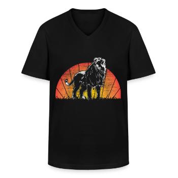 Lion Mane Animal - Men's V-Neck T-Shirt - black - Front - AI Model Male 178 dark (178cm)