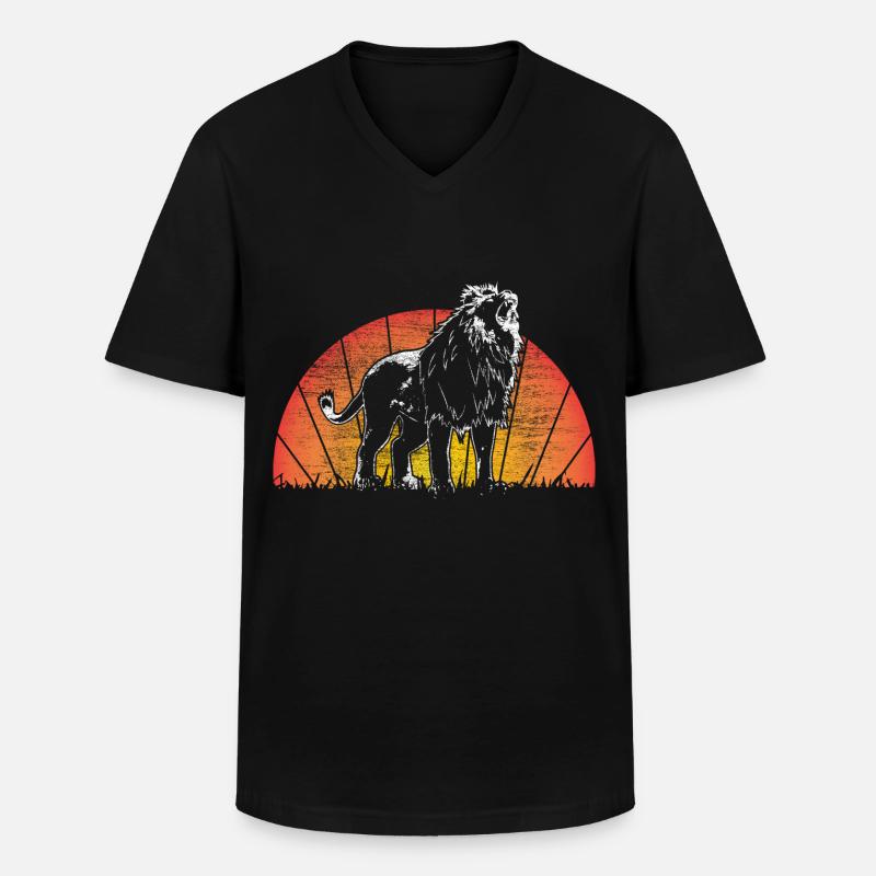 Löwe Mähne Tier - Männer-T-Shirt mit V-Ausschnitt - Schwarz