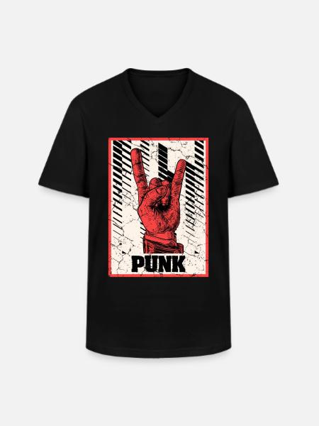 Devil's Horn Punks Punk - Men's V-Neck T-Shirt - black