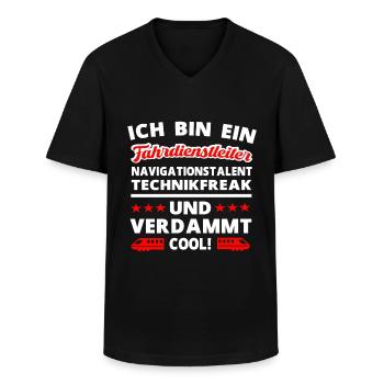 Fahrdienstleiter und Eisenbahner Lokomotive Bahn - Männer-T-Shirt mit V-Ausschnitt - Schwarz - Vorne - AI Model Male 178 dark (178cm)