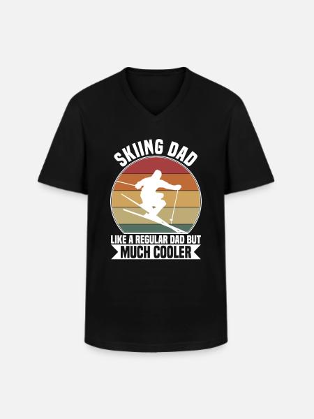 Skiing dad - Männer-T-Shirt mit V-Ausschnitt - Schwarz