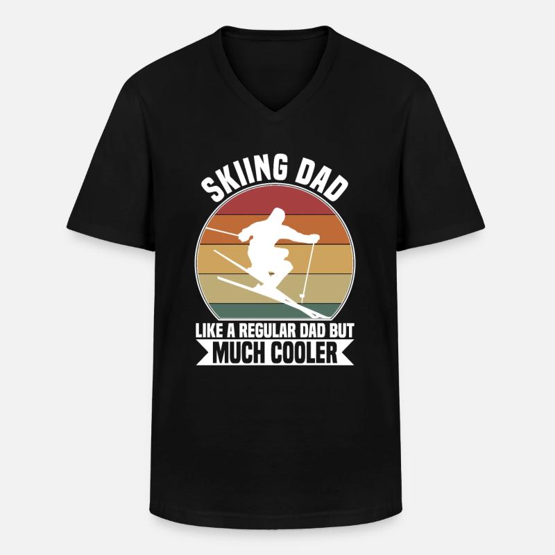 Skiing dad - Männer-T-Shirt mit V-Ausschnitt - Schwarz