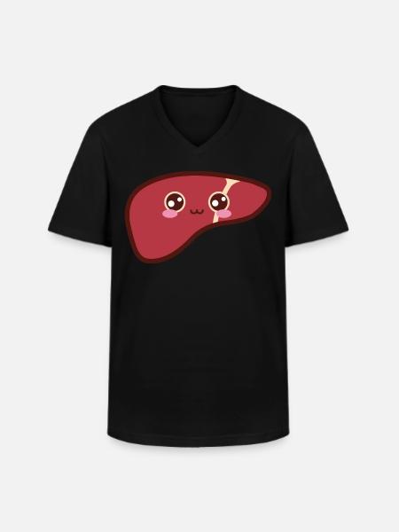 Leber Süß Kawaii - Männer-T-Shirt mit V-Ausschnitt - Schwarz