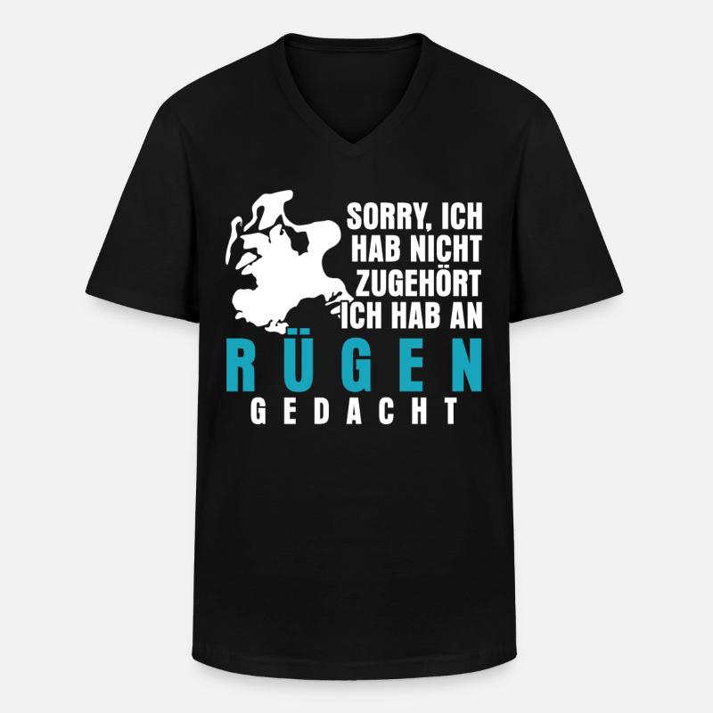 Rügen Urlaub Spruch - Männer-T-Shirt mit V-Ausschnitt - Schwarz