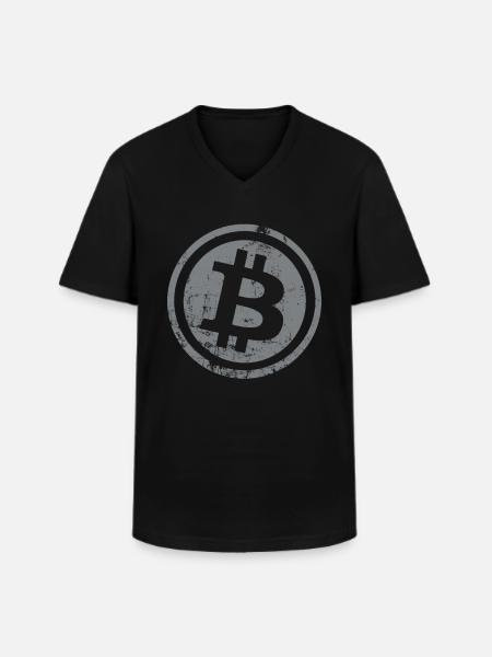 Bitcoin Button Cryptocurrencies Bitcoins - Men's V-Neck T-Shirt - black