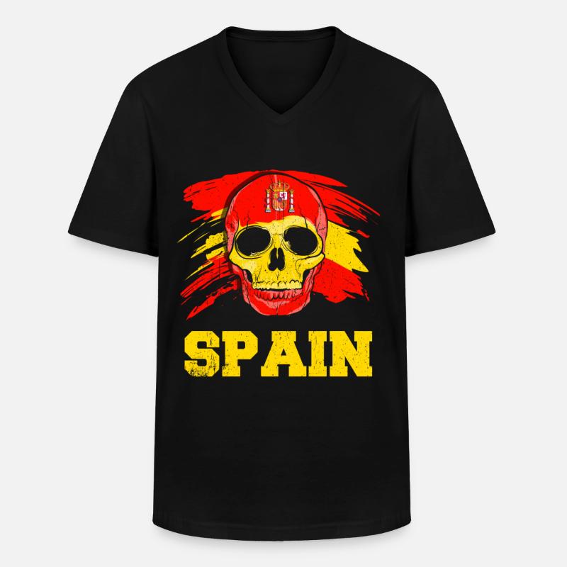 Spanien - Männer-T-Shirt mit V-Ausschnitt - Schwarz