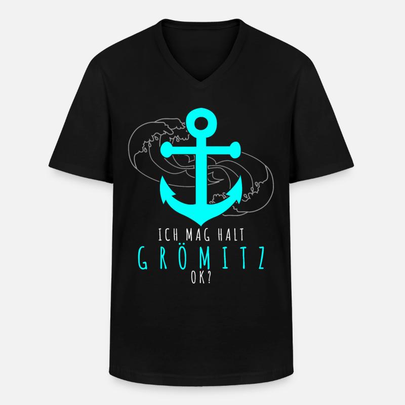 Grömitz Spruch - Männer-T-Shirt mit V-Ausschnitt - Schwarz