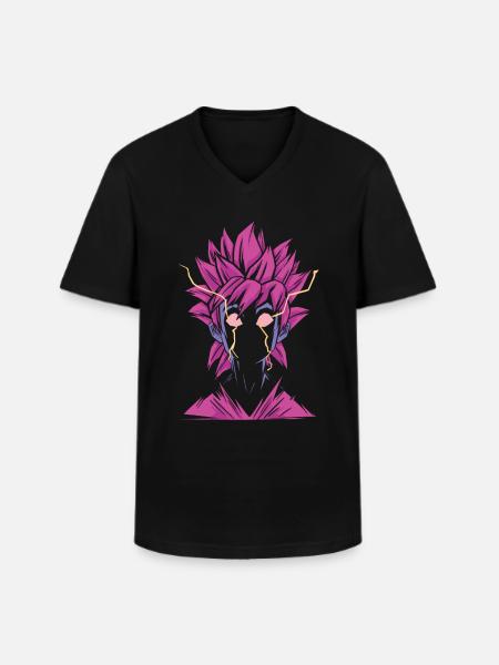 Manga Superheld Figur - Männer-T-Shirt mit V-Ausschnitt - Schwarz