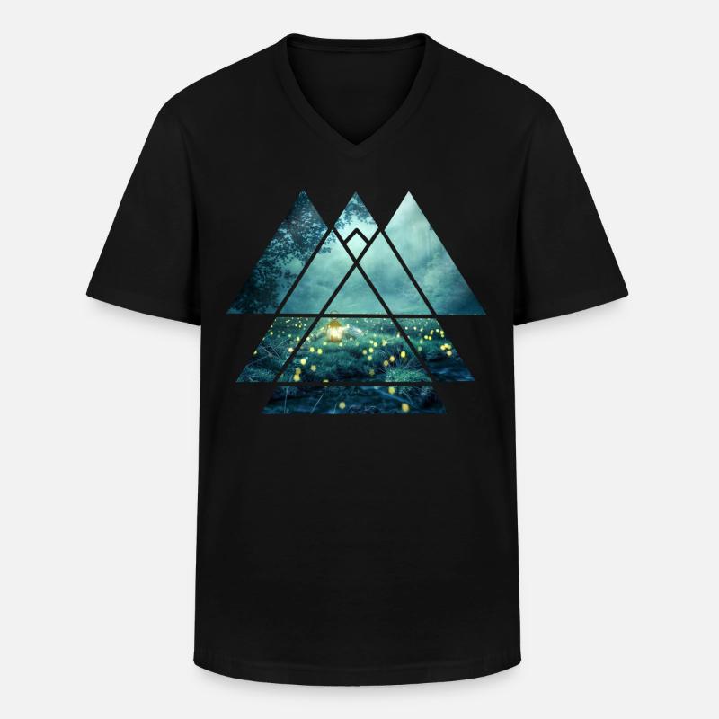 Abstrakte Waldkunst - Männer-T-Shirt mit V-Ausschnitt - Schwarz