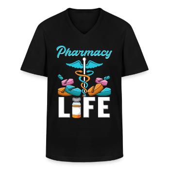 Pharmacist Pharmacy Life Pharmacy Pharmacy Student - Men's V-Neck T-Shirt - black - Front - AI Model Male 178 dark (178cm)