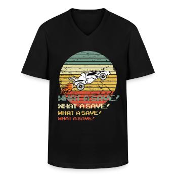 Rocket RC Car League Soccer Retro Vintage - T-shirt col V Homme - noir - Devant - AI Model Male 178 dark (178cm)
