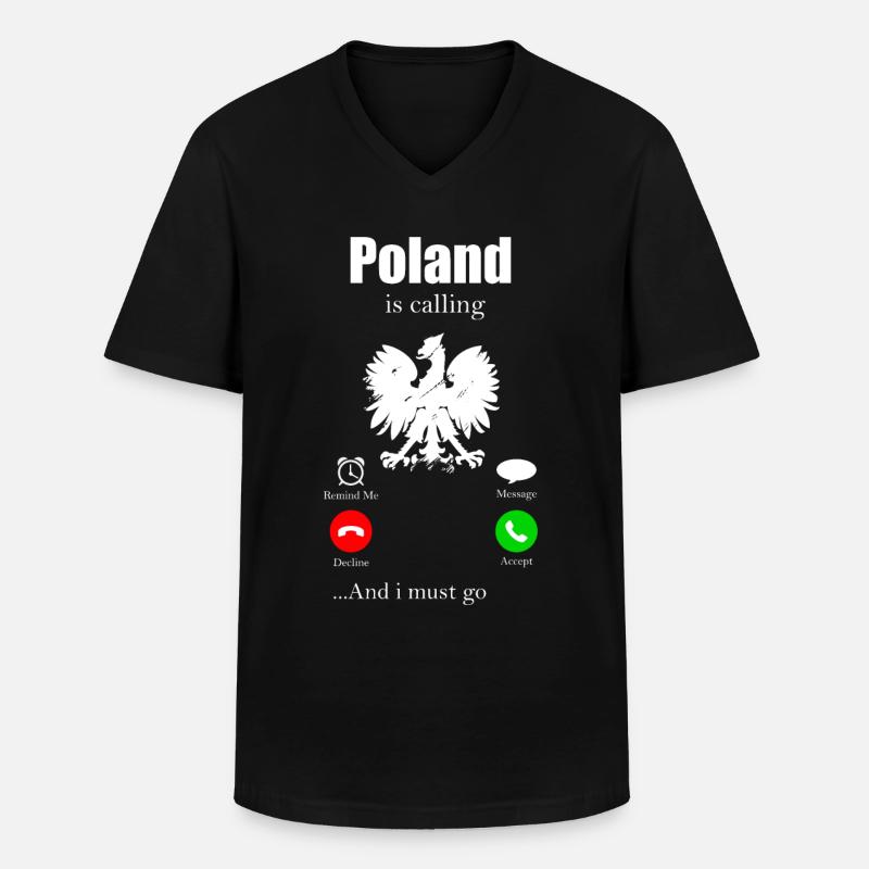 Polen - Männer-T-Shirt mit V-Ausschnitt - Schwarz