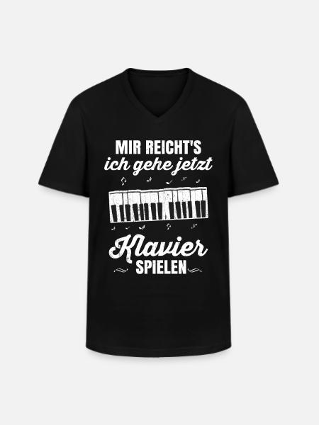 Klavier - Männer-T-Shirt mit V-Ausschnitt - Schwarz
