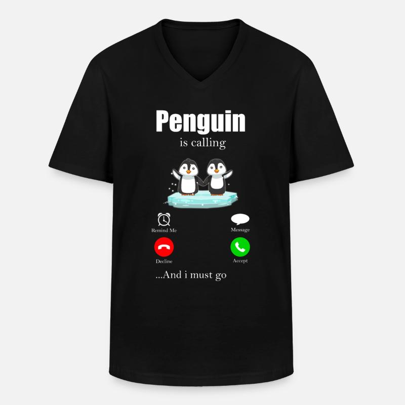 Pinguin - Männer-T-Shirt mit V-Ausschnitt - Schwarz