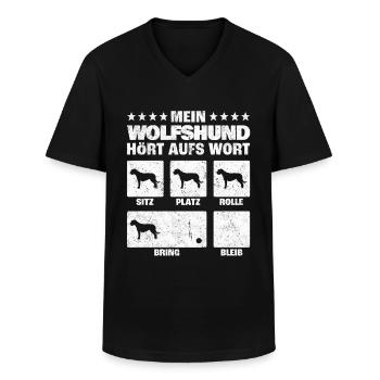 Irischer Wolfshund Hundetricks Windhund Geschenk - Männer-T-Shirt mit V-Ausschnitt - Schwarz - Vorne - AI Model Male 178 dark (178cm)