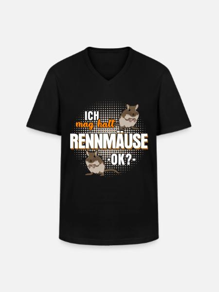 Rennmaus Rennmäuse Gerbil Spruch - Männer-T-Shirt mit V-Ausschnitt - Schwarz